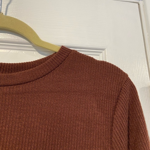 NWT Time & Tru Maternity Size L Brown Ribbed Knit Long Sleeve Maxi Dress - Picture 2 of 12